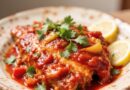 Тушеный с овощами карп, украшенные зеленью