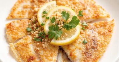 Судак раскрытый бабочкой с лимоном и веточкой зелени